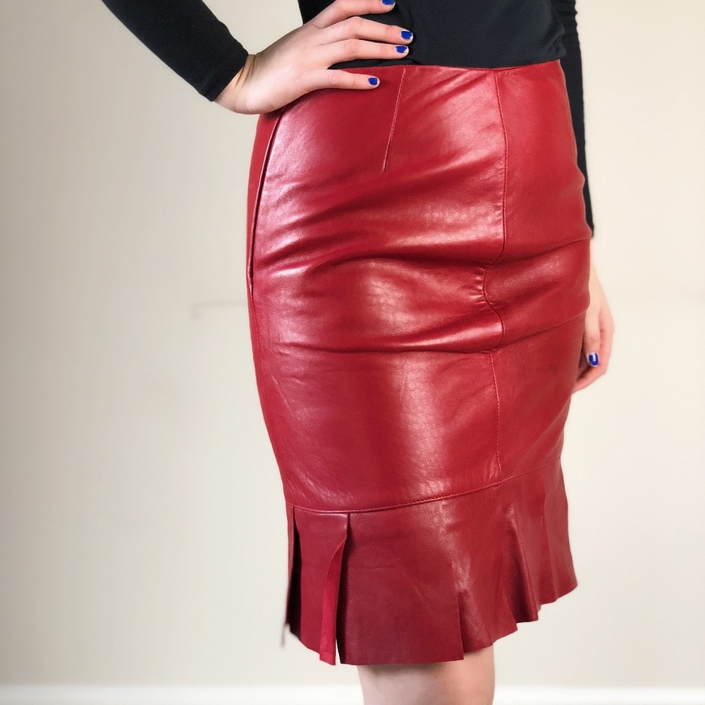 Vintage Red Leather Skirt